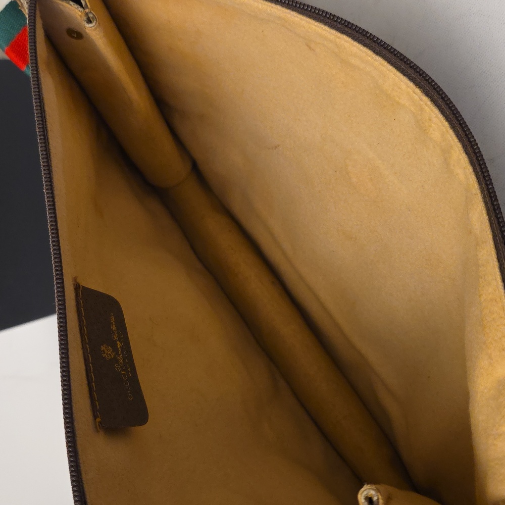 Gucci GG Supreme Zip Bag Clutch Pouch Crossbody Strap Vintage - Picture 12 of 16